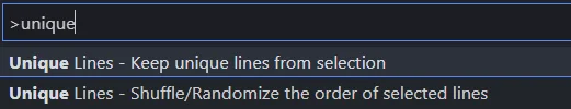 VS Code - Расширение Unique Lines